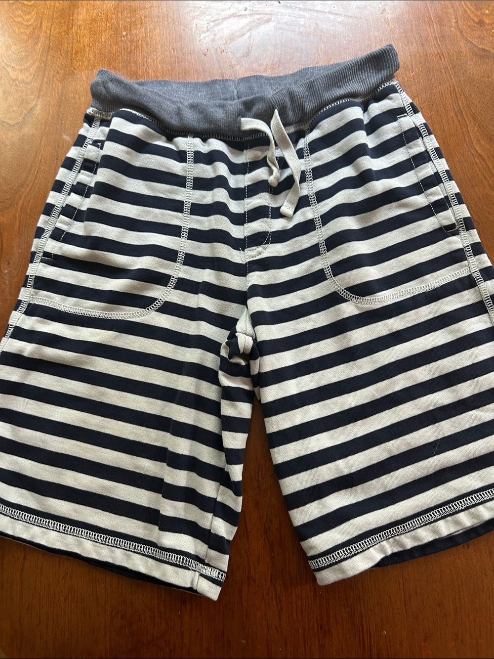 Crazy 8 Navy and White Striped Knit Shorts